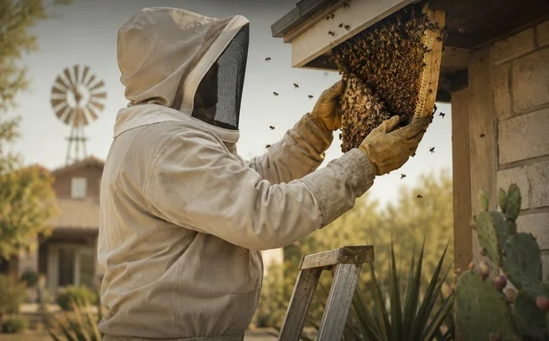 Bee removal Abilene, TX eave colony