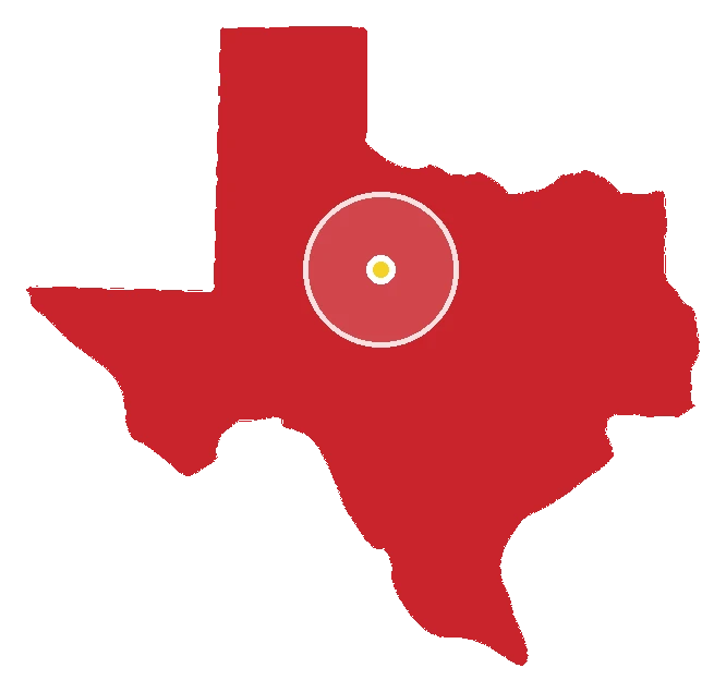 Map of the C.C. & Co. Pest Control service area around Abilene, Texas